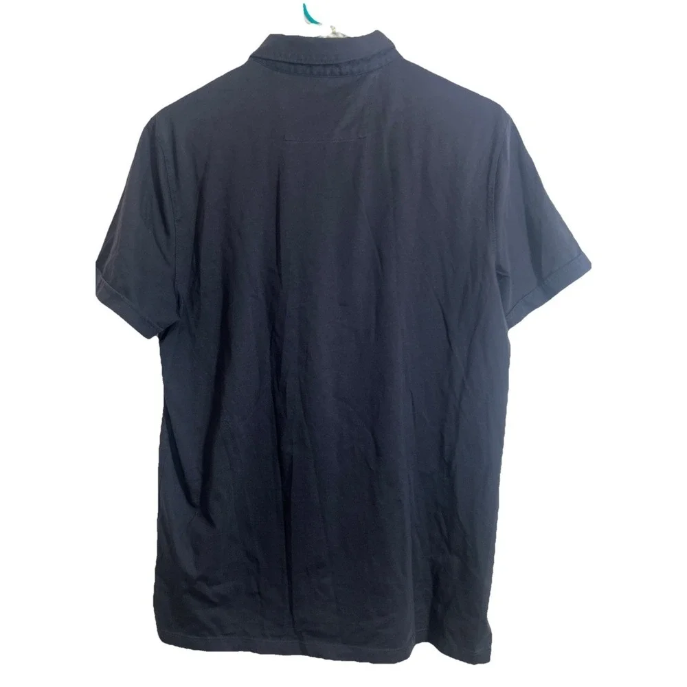 Banana Republic Medium Fitted Pima Polo Men's  Navy Blue Short Sleeve ‎ Cotton